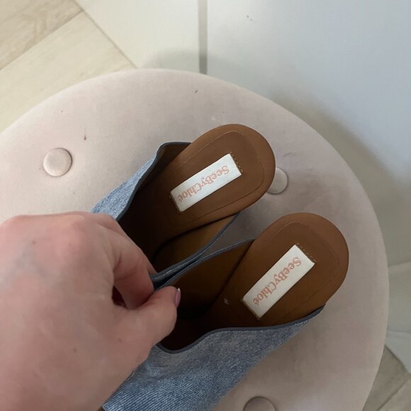 See By Chloe Blue Denim Clog Heels Size 35 - Picture 4 of 6